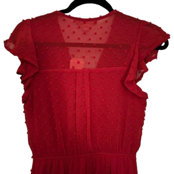 Monteau Pin Dot Ruffle Red Dress - Picture 3 of 4